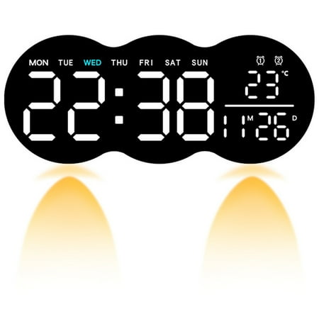 REGALWOVEN 2 Pcs LED Digital Wall Clock with Large Display and Remote Control White 11 Inch