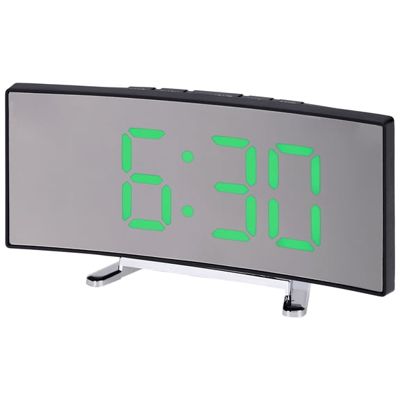 REGALWOVEN LED Mirror Alarm Clock for Bedroom, Alarm Clocks with Big Numbers Display, Temperature, Snooze for Deep Sleepers Green