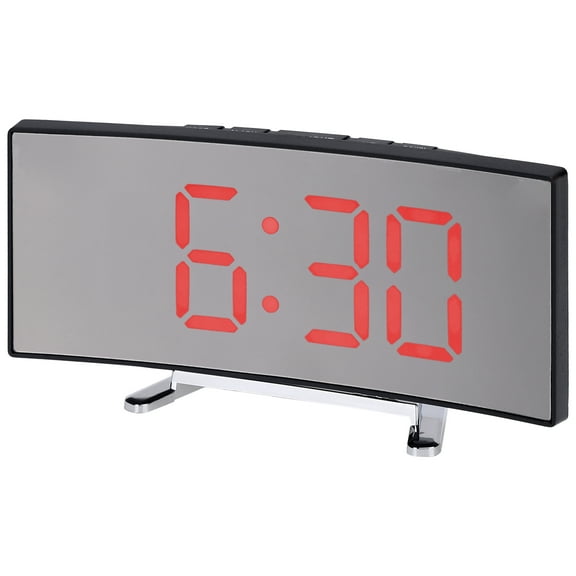 REGALWOVEN LED Mirror Alarm Clock for Bedroom, Alarm Clocks with Big Numbers Display, Temperature, Snooze for Deep Sleepers Red