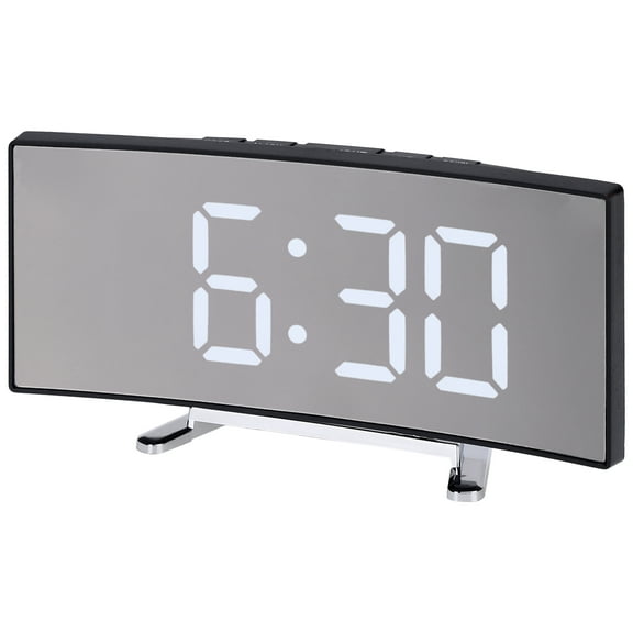 REGALWOVEN LED Mirror Alarm Clock for Bedroom, Alarm Clocks with Big Numbers Display, Temperature, Snooze for Deep Sleepers White