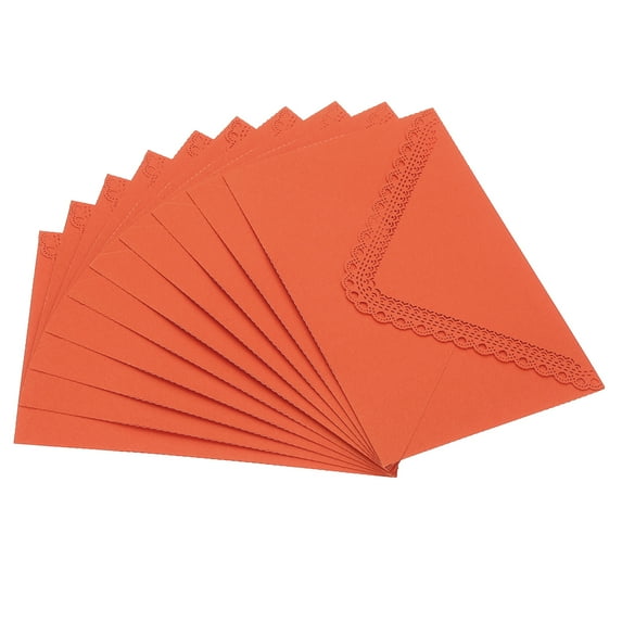 REGALWOVEN Lace Gift Cards Envelopes, Paper Gift Cards Holders Mini Greeting Card Orange