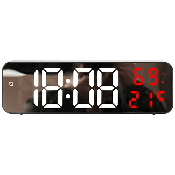 REGALWOVEN Large Digital Clock, Silent Non Ticking Modern Wall Clocks for Office, Home, Kitchen, Bedroom, School, Living Room Red 9 Inch