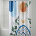 thumbnail image 1 of REGALWOVEN Leaf Print Shower Curtain, Bohemian Modern Waterproof Bathroom Shower Curtain Sets with 12 Plastic Hooks, Washable Blue Orange 71"W x 71"L, 1 of 5