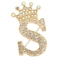 thumbnail image 1 of REGALWOVEN Letter Brooch Pins, Crown Initial Rhinestone Alphabet S Lapel Badges Pin, Gold Tone, 1 of 5