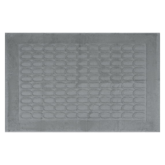 REGALWOVEN Lightweight Washable Textured Cotton Bath Mat Hotel Reversible Water Absorbent Rug Thick Foldable Shower Foot Carpet Gray 16" x 24"