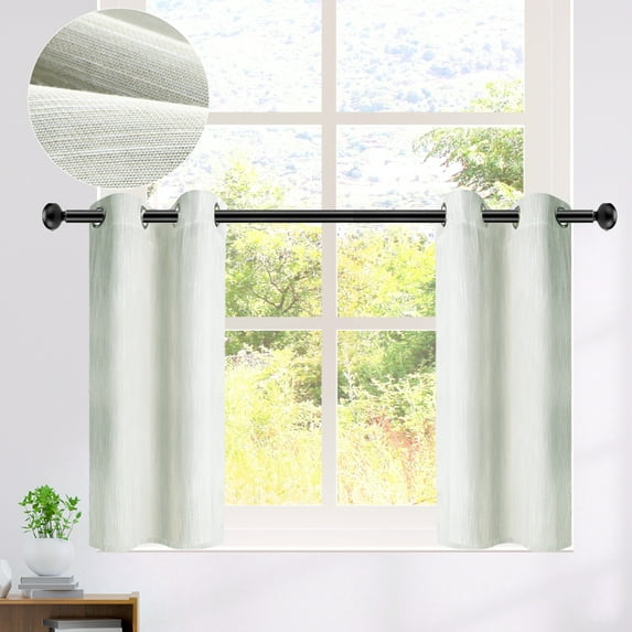 REGALWOVEN Linen Look Textured Blackout Room Darkening Curtains for Kitchen and Window 2 Panels Beige 29"W x 24"L