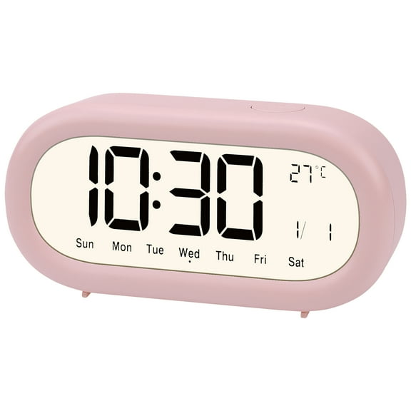 REGALWOVEN Loud Alarm Clock for Heavy Sleepers Three Alarms Battery Powered, Large LED Display for Bedroom, Dorm Room Pink 5.9"L x 1.77"W x 2.75"H