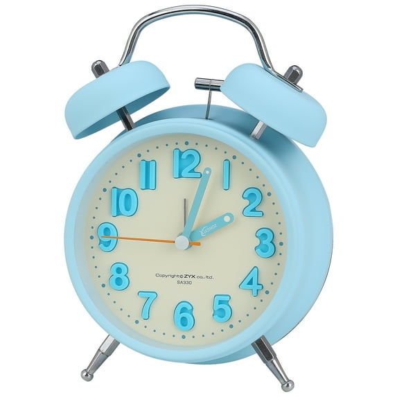 REGALWOVEN Loud Alarm for Deep Sleepers Twin Bell Alarm Clock, Digital Dial with Nightlight for Bedroom and Home Decoration Blue 4.6"L x 2.2"W x 6.6"H