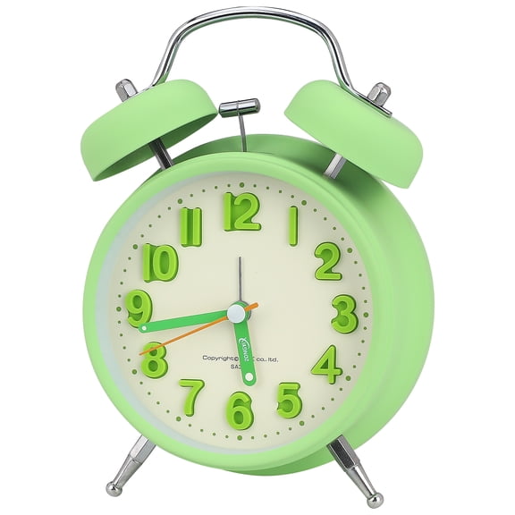 REGALWOVEN Loud Alarm for Deep Sleepers Twin Bell Alarm Clock, Digital Dial with Nightlight for Bedroom and Home Decoration Green 4.6"L x 2.2"W x 6.6"H