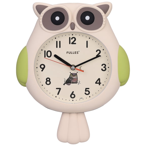 REGALWOVEN Lovely Owl Wall Clock, Silent Non Ticking Clocks with Mini Owl Dial Accent for Office, Home, Bedroom Decor Beige 15 x 15 x 2.8 inch