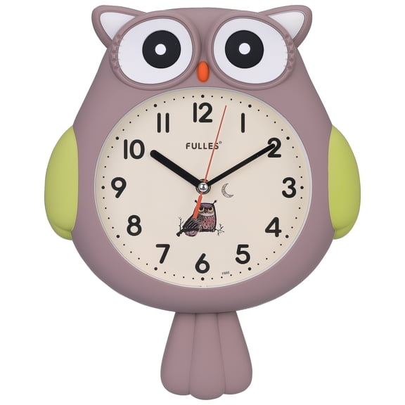 REGALWOVEN Lovely Owl Wall Clock, Silent Non Ticking Clocks with Mini Owl Dial Accent for Office, Home, Bedroom Decor Dark Grey 15 x 15 x 2.8 inch