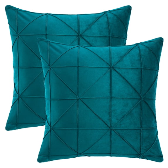 REGALWOVEN Luxury 3D Diamond Velvet Throw Pillow Covers Pack of 2 Geometric Soft Decorative Cushion Case for Sofa Bed Living Room Dark Green 18" x 18"