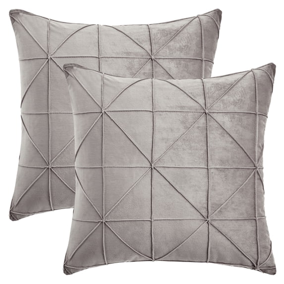 REGALWOVEN Luxury 3D Diamond Velvet Throw Pillow Covers Pack of 2 Geometric Soft Decorative Cushion Case for Sofa Bed Living Room Grey 18" x 18"