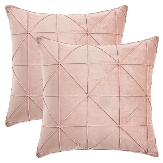 REGALWOVEN Luxury 3D Diamond Velvet Throw Pillow Covers Pack of 2 Geometric Soft Decorative Cushion Case for Sofa Bed Living Room Pink 18" x 18"