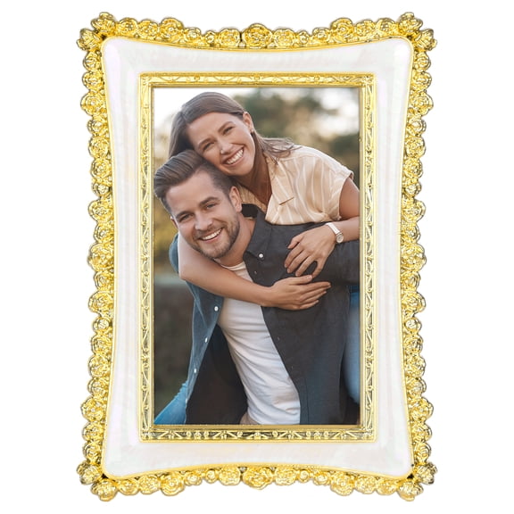 REGALWOVEN Luxury Picture Frame, Retro Plated Photo Frames with Glass Front for Tabletop Display Vertically or Horizontally Gold 4x6