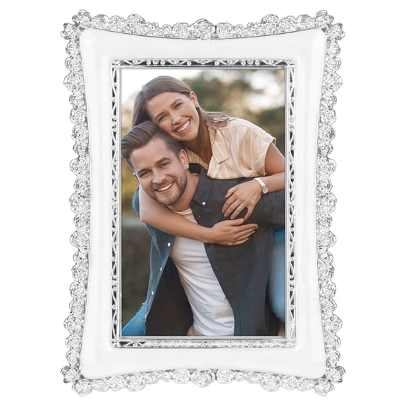 REGALWOVEN Luxury Picture Frame, Retro Plated Photo Frames with Glass Front for Tabletop Display Vertically or Horizontally Silver 4x6