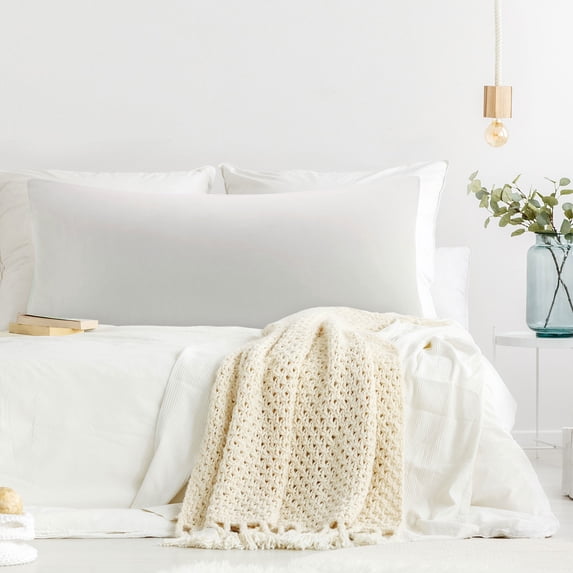 REGALWOVEN Luxury Viscose from Bamboo Body Pillowcases, Wrinkle Free Cooling Cover Isabelline Jumbo