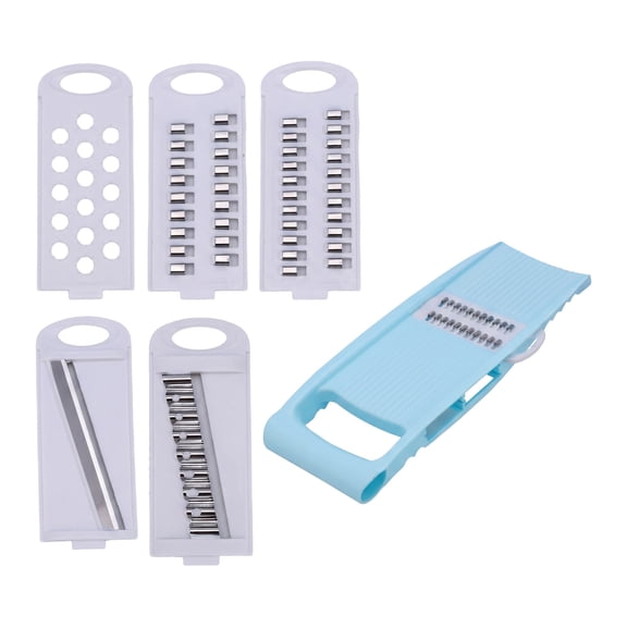 REGALWOVEN Mandoline Slicer for Kitchen, Vegetable Chopper Multifunctional Cutter for Onion Carrot, Stainless Steel Blades for Home 6 in 1(A) 10.9x3.9in