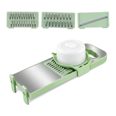 REGALWOVEN Mandoline Slicer for Kitchen, Vegetable Chopper Multifunctional Cutter for Potato Tomato Onion, Stainless Steel Blades for Home 3 in 1(A) 11x4.3in