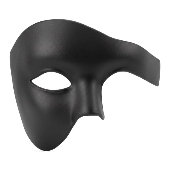 REGALWOVEN Masquerade Mask, Plastic Half Face Mask for Halloween Costume Party, Mysterious Black Decor Black 7.1" x 5.1"