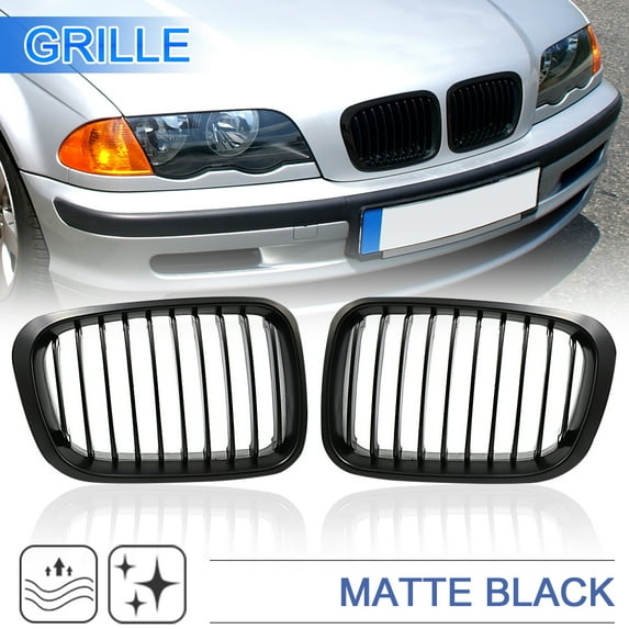 REGALWOVEN Matt Black Front Kidney Grill Grille for BMW E46 320i 325i 328i 330i 1998-2001