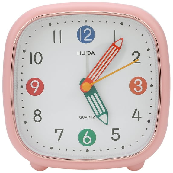 REGALWOVEN Mechanical Alarm Clock - Colorful Cartoon Design, Gentle Alarm, Silent Non-Tick for Living Room Pink 4.1"L x 1.8"W x 4.1"H