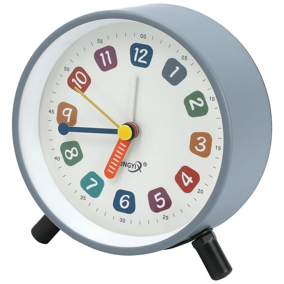 REGALWOVEN Mechanical Alarm Clock, Colorful Square Numbers Design, Durable Metal Material for Living Room Grey 3.7"L x 1.7"W x 4.1"H