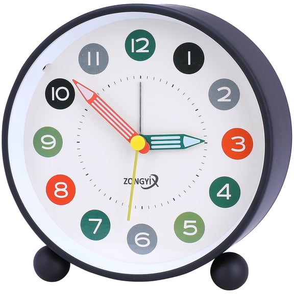 REGALWOVEN Mechanical Alarm Clock, Pencil Pointer Design, High-Contrast Numbers, Perfect for Study/Office Black ["4.3\"L x 2.0\"W x 4.3\"H"]