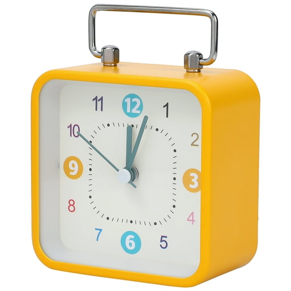 REGALWOVEN Mechanical Alarm Clock with Handle, Metal Casing, Non-Tick Movement Ideal for Bedroom Nightstand Yellow 3.3"L x 1.8"W x 4.5"H
