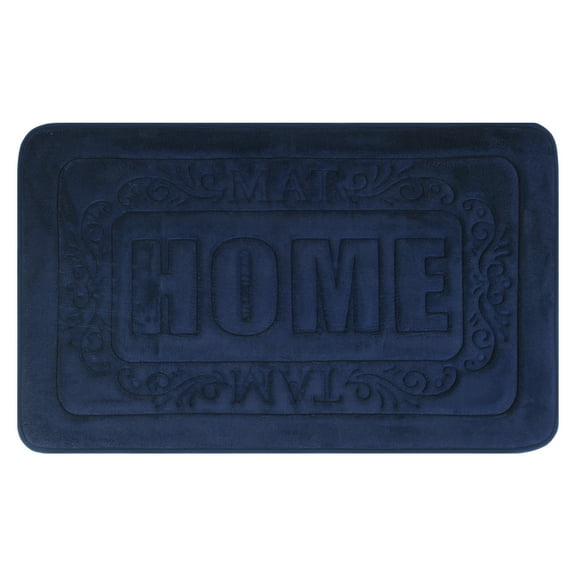 REGALWOVEN Memory Foam Bath Mat, Soft Non Slip and Absorbent Bathroom Rug, Comfortable, Thick Carpet for Floor, Tub and Shower Blue 18" x 26"