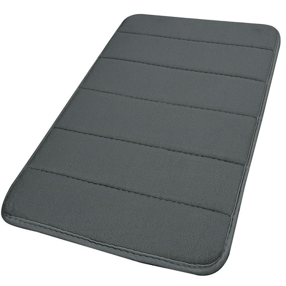 REGALWOVEN Memory Foam Bath Rug Non-Slip Kitchen Mat, Dark Gray, 24"x16"