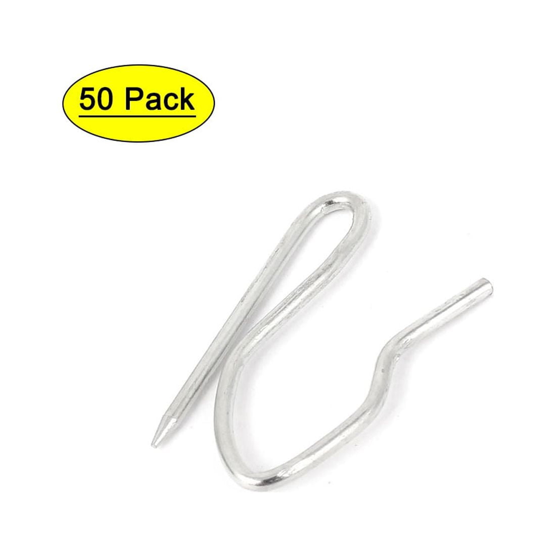 Regalwoven Metal Drapery Curtain Tape Buckram Pin Pinch Pleat Clips Hooks Silver Tone 50pcs, Size: Small
