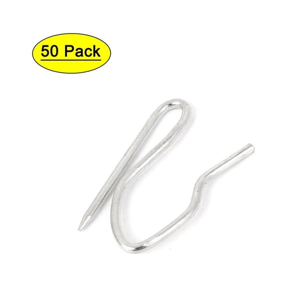 REGALWOVEN Metal Drapery Curtain Tape Buckram Pin Pinch Pleat Clips Hooks Silver Tone 50Pcs