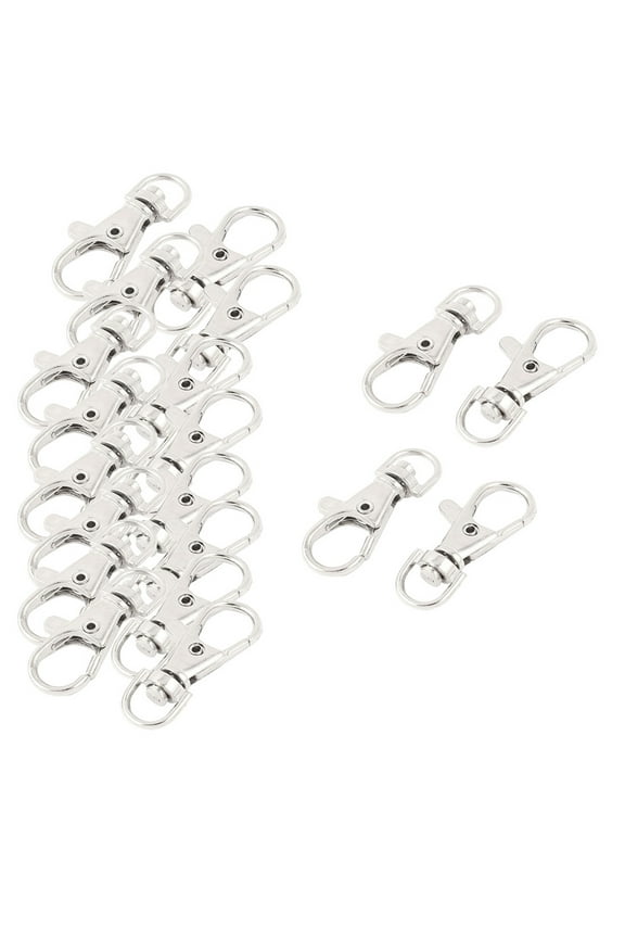 Metal Lobster Trigger Swivel Clasp Hooks Clip Buckle Key Ring Chain Keyring Keychain 35mm Silver Tone 20Pcs