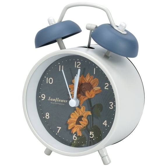 REGALWOVEN Metal Mechanical Alarm Clock, Loud Bell Ring, Elegant Floral Pattern, Ideal for Bedroom Nightstand Purple 4.6"L x 2.2"W x 6.6"H