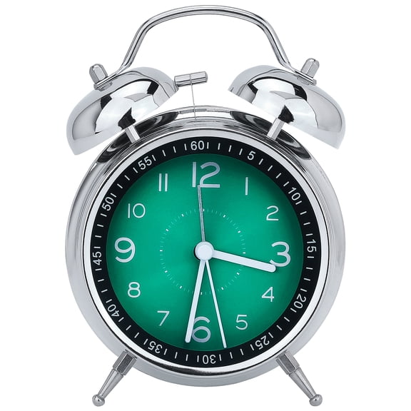 REGALWOVEN Metal Mechanical Alarm Clock for Heavy Sleepers Loud Bell Sound, Easy Setup, Outfits Guest Room/Bedside Green 4.5"L x 2.2"W x 6.3"H