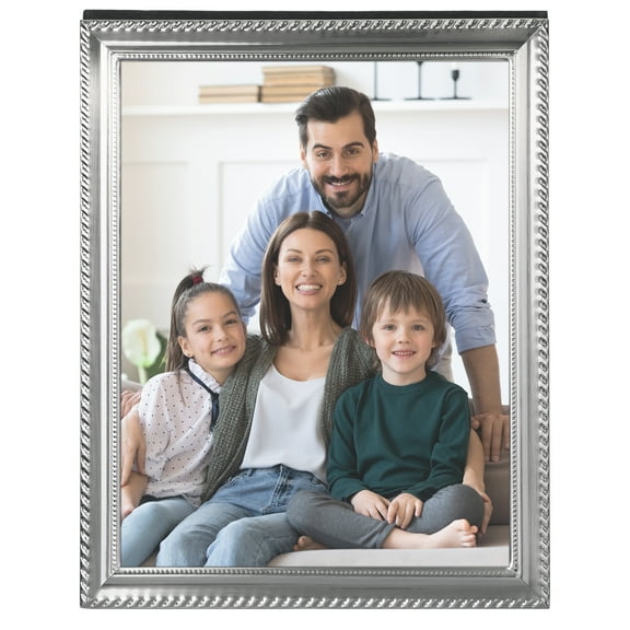 REGALWOVEN Metal Picture Frame for Photo and Poster, Modern Vertical Photo Formats for Tabletop Family Decor Grey 8x10