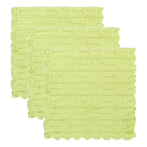 REGALWOVEN Microfiber Cleaning Cloth, Streak Free Magic Glass Window Cloths, Lint Free Dish Towels, Pack 3 Light Green 12" x 12"