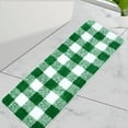 thumbnail image 1 of REGALWOVEN Microfiber Plaid Bathroom Rugs, Extra Soft Fluffy Absorbent Bath Rug Green & White 17"x47", 1 of 8
