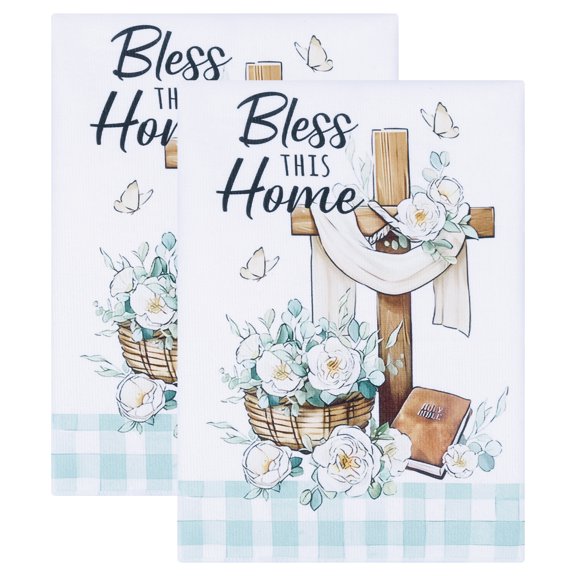 REGALWOVEN Microfiber Printed Kitchen Towels, Super Absorbent Soft Dishcloths 2 Pack Green 26" x 18"