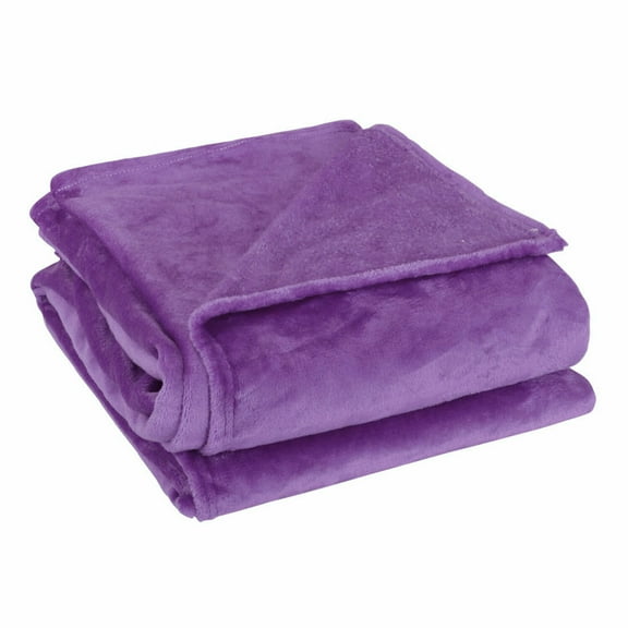REGALWOVEN Microplush Fleece Bed Blanket, 60"x78" Dark Purple