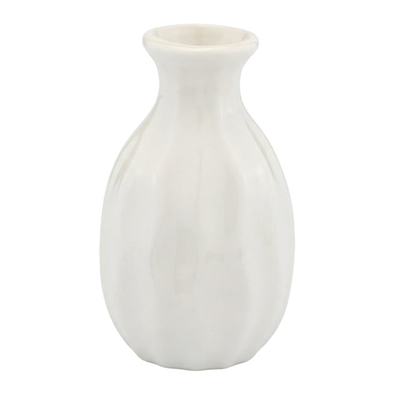REGALWOVEN Mini Ceramic Bud Vase, Small Decorative Flower Vase for Single Stem, Tiny Matte Vase for Desktop, Shelf, Tiered Tray White 1.8"L x 1.8"W x 3"H