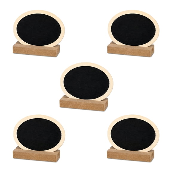 REGALWOVEN Mini Chalkboard Signs with Support Base, Small Tabletop Blackboard Food Labels for Party Buffet, 20 Pack 5Pcs Ellipse 3.2"L x 1.0"W x 2.5"H