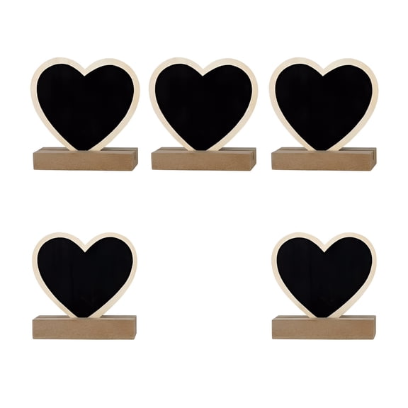 REGALWOVEN Mini Chalkboard Signs with Support Base, Small Tabletop Blackboard Food Labels for Party Buffet, 20 Pack 5Pcs Heart Shape 3"L x 1.0"W x 2.8"H