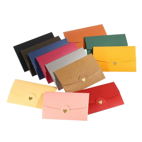 REGALWOVEN Mini Envelopes, 24 Pack Small  Holders Retro Gold Heart Business