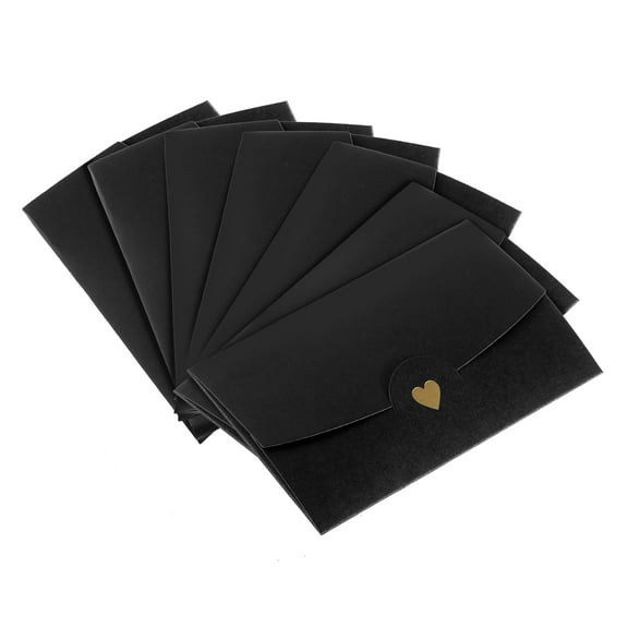 REGALWOVEN Mini Envelopes, Small Holders Retro Gold Heart Business Envelopes for Weddings Black