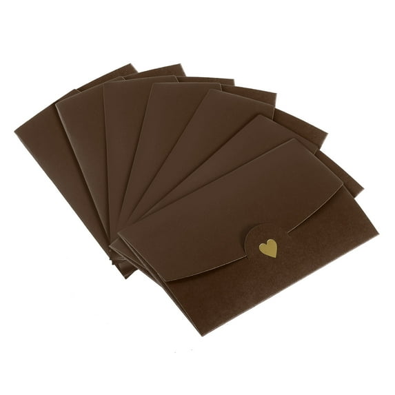 REGALWOVEN Mini Envelopes, Small Holders Retro Gold Heart Business Envelopes for Weddings Coffee