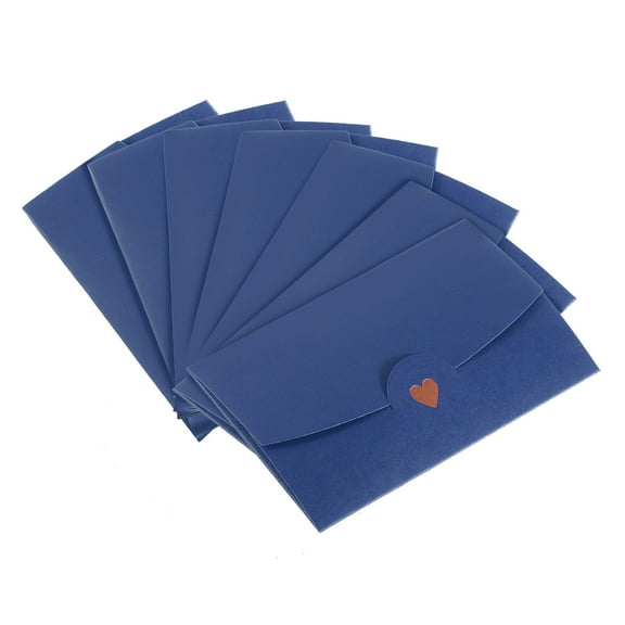 REGALWOVEN Mini Envelopes, Small Holders Retro Gold Heart Business Envelopes for Weddings Blue