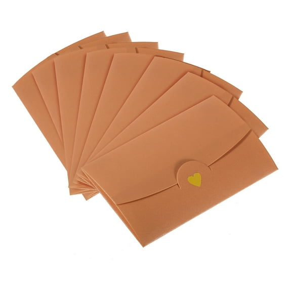 REGALWOVEN Mini Envelopes, Small Holders Retro Gold Heart Design for Weddings and Birthdays Orange
