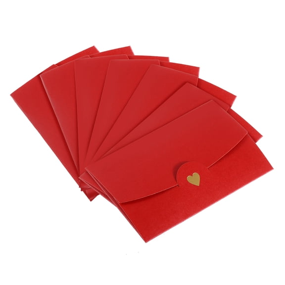 REGALWOVEN Mini Envelopes, Small Holders Retro Gold Heart Design for Weddings and Birthdays Red